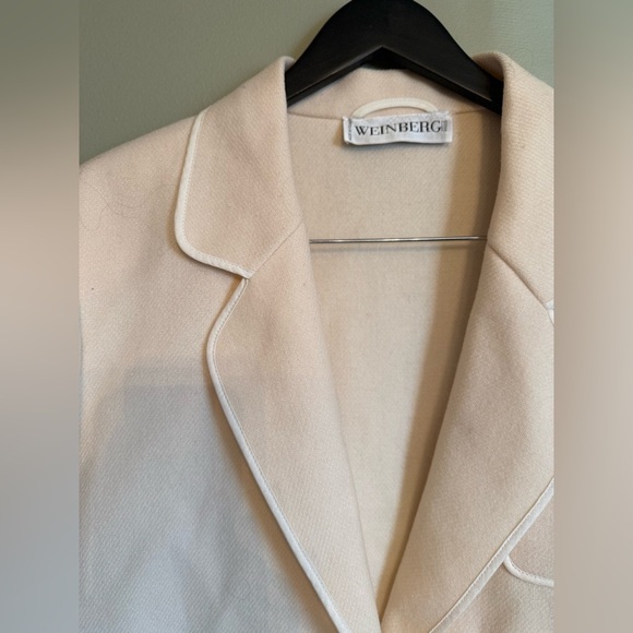 Vintage European Elegance: Weinberg Cream Piped Blazer - Picture 6 of 13